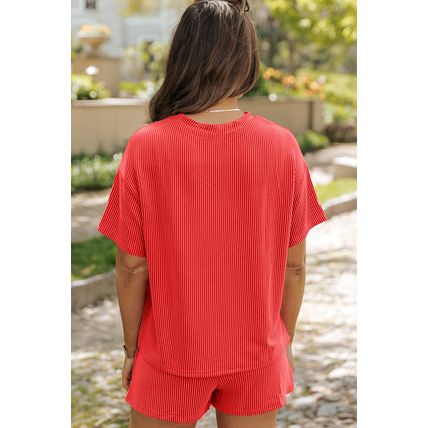 Orange Star USA Embroidered Corded T Shirt and Shorts Set