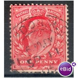GB stamps 1902-10 KEV11 - 1d SG219 London 4