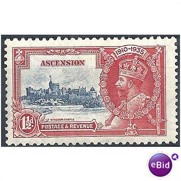 Ascension Island 1935 SG31 1 1/2d Dp Blue & Scarlet Silver Jubilee Mounted Mint.