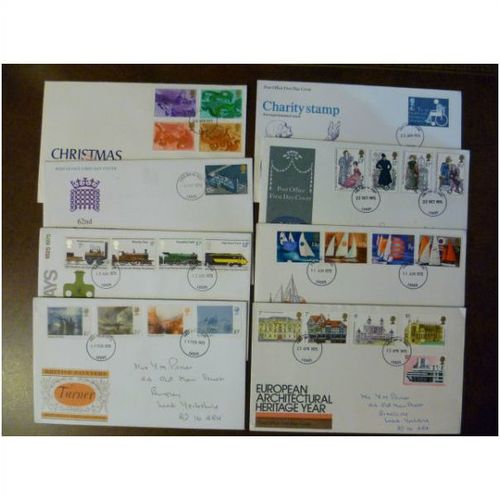 1975 GB FDC Collection year set of 8 first day covers stamps 2 Leeds