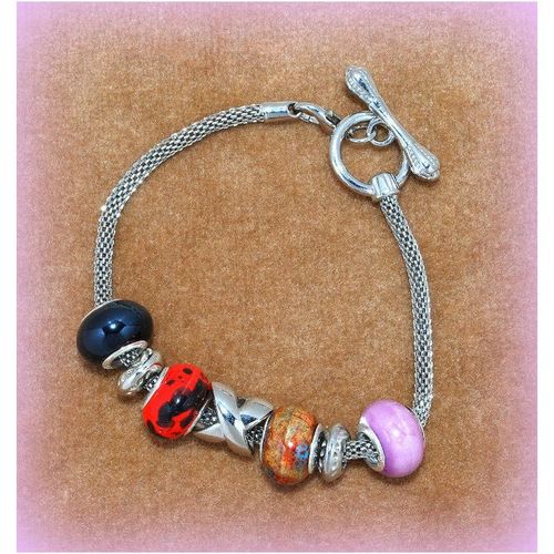 Summer Gift Kiss Charm Euro Beads Silver Tone Bracelet Bangle Jewellery 1699