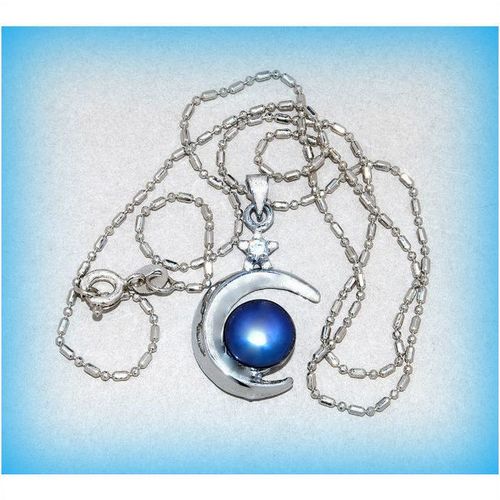 Summer Gift Blue Faux Pearl Crystal Charms Pendant Chain Necklace Jewellery 1818