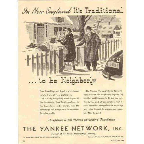 yankee network 1947 new england traditional newspaper vintage ad