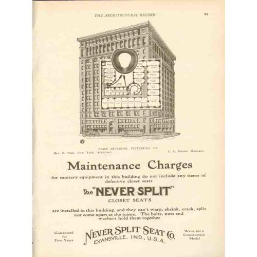 never split seat company 1911 park building pittsburgh pa vintage ad