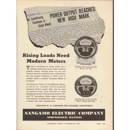 sangamo electric company 1936 rising loads modern meters vintage ad