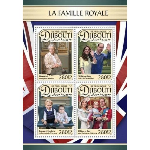 DJIBOUTI 2016 SHEET MNH FAMILLE ROYALE ROYAL FAMILY QUEEN ELIZABETH ROYALTY 5