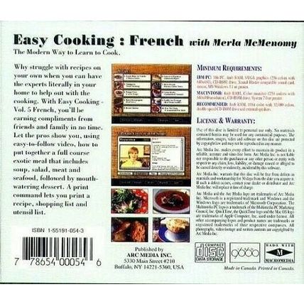 Easy Cooking: FRENCH CD-ROM for Win/Mac - New CD in SLEEVE