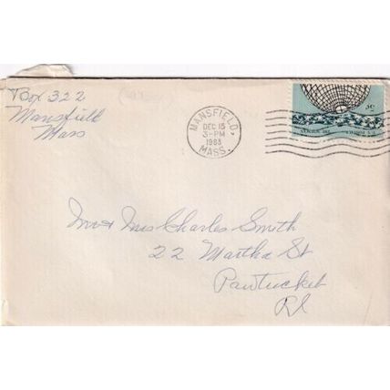 United States 1963 Mansfield MA-Pawtucket RI Cover Mansfield cancel written VGC
