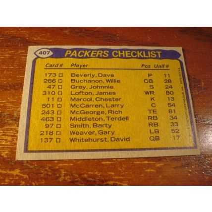 1979 Topps, 3-Cards, Packers Team Leaders, JAMES LOFTON, #407
