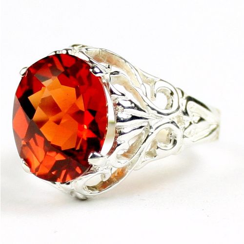 Created Padparadsha Sapphire, 925 Sterling Silver Ring, SR114