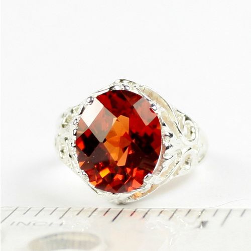 Created Padparadsha Sapphire, 925 Sterling Silver Ring, SR114