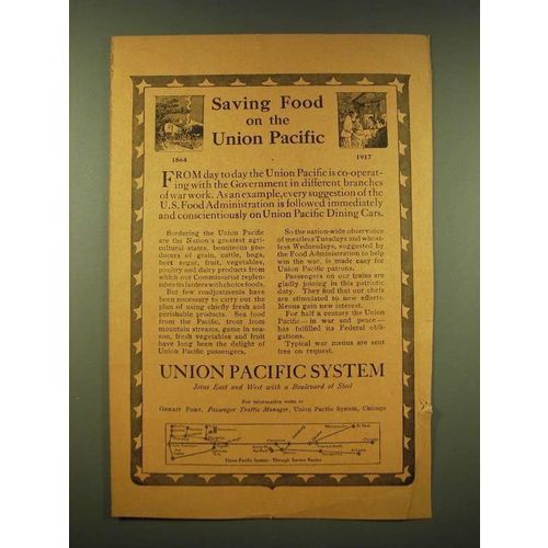 1918 Union Pacific Railroad Ad - Saving food on the Union Pacific