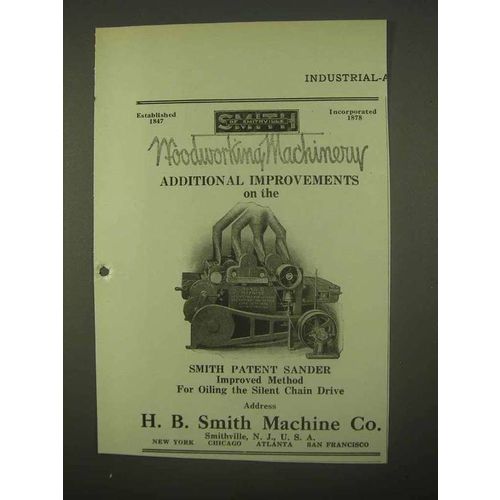 1922 H.B. Smith Patent Sander Ad - Woodworking