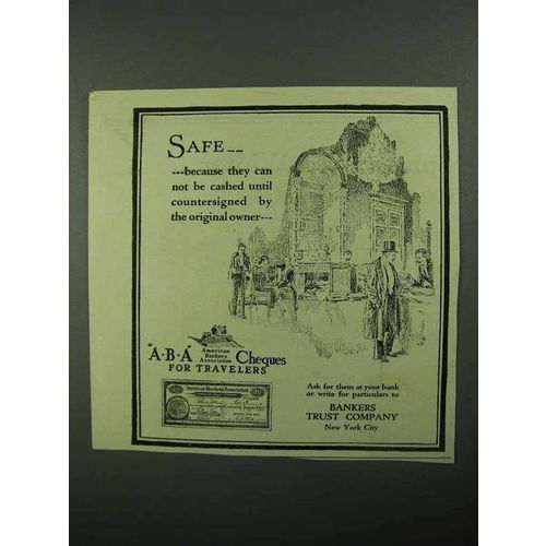 1922 Bankers Trust Company ABA Cheques Ad - Safe
