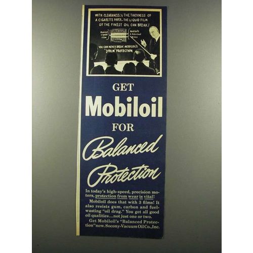 1939 Socony-Vacuum Mobiloil Ad - For Protection