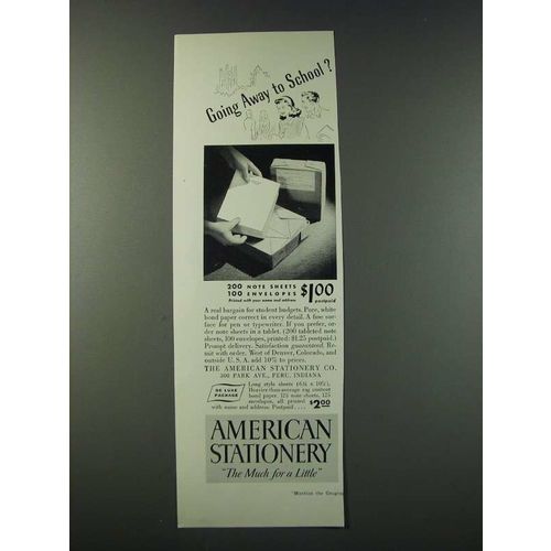 1947 American Stationery Ad - Going Away to School?