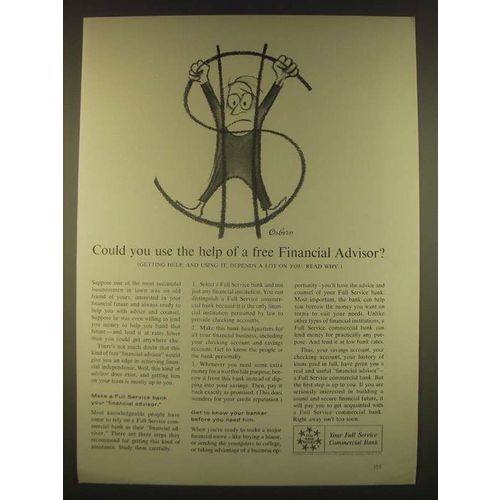 1963 Full Service Commercial Bank Ad - art by Robert Osborn - Use Help
