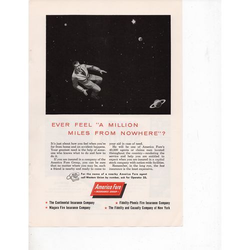 America Fore Insurance Group vintage Full Page Print Ad April 1957