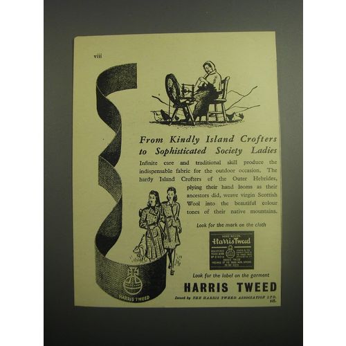 1948 Harris Tweed Fashion Ad - From kindly island crofters to sophisticated