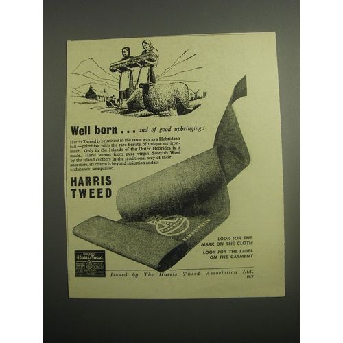 1948 Harris Tweed Fashion Ad - Well born.. And of good upbringing