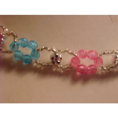 Multi-Color Flower Beaded Choker Necklace Faceted Beads 12" to 16"