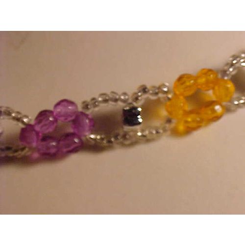Multi-Color Flower Beaded Choker Necklace Faceted Beads 12" to 16"