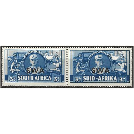 South West Africa 1942 SG117 3d Blue WAR EFFORT Mounted Mint PAIR .. ...