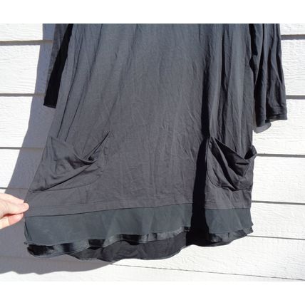 MD LOGO Lori Goldstein Tunic Top Womens Medium Chiffon Satin Hem Gray 011