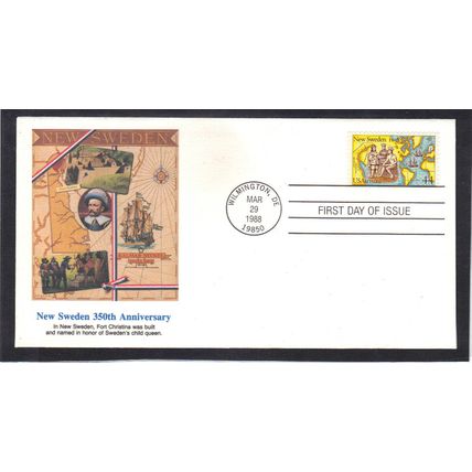 FDC Fleetwood 350th C117 44c New Sweden (Cachet-U/A) CV42367