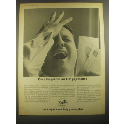 1967 Lloyds Bank Ad - Ever forgotten an HP payment