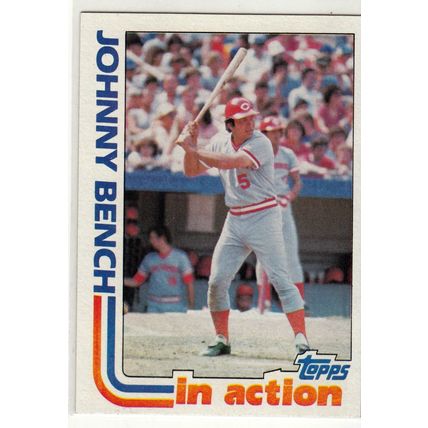 1982 Topps Johnny Bench baseball card #401- HOF-Reds In Action