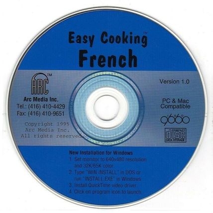 Easy Cooking: FRENCH CD-ROM for Win/Mac - New CD in SLEEVE