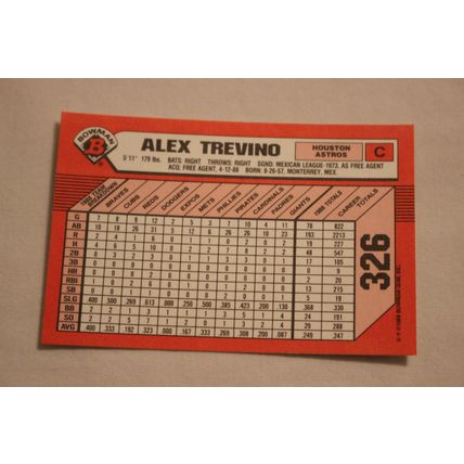 Alex Trevino 1989 Bowman TIFFANY NO. 326