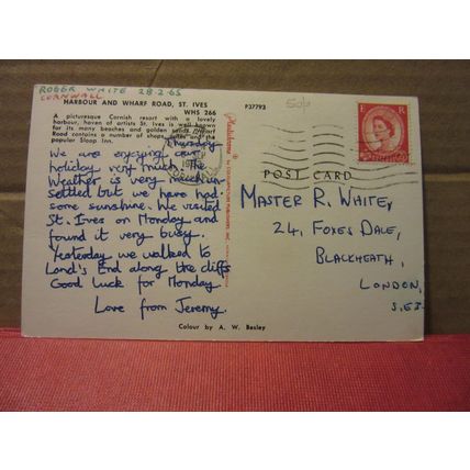 THE HARBOUR and WHARF ROAD, ST. IVES .CORNWALL used vintage postcard 1962 pm =