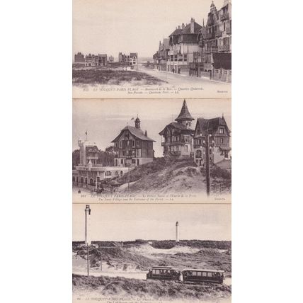 Le Touquet Paris Plage Les Phares Lighthouse Tram 3x Postcard