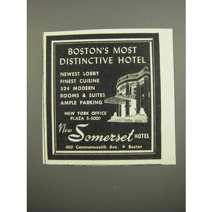 1953 Somerset Hotel Advertisement - Boston's most distinctive hotel