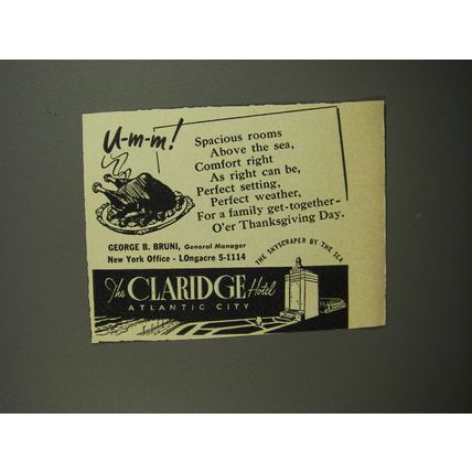 1953 The Claridge Hotel Advertisement - U-m-m!