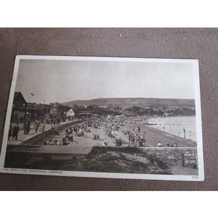 1950s Postcard- Beach & Promenade scene, Swanage - Dorset