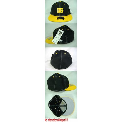 New Mens DC Shoes Jasper 7 Fitted Black Yellow Hat 59 50 Fifty 55.8 cm $38
