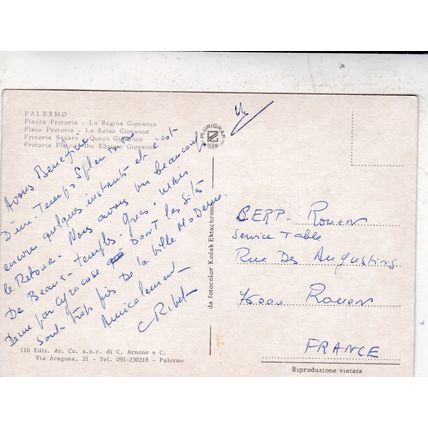 Palermo Plazza Pretoria Regina Giovanna Sicily Italy Postcard used creased