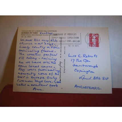 CHURCH, GORGES DU TARN, SOUTHERN FRANCE used postcard 1991 pm =