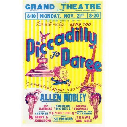Piccadilly To Paree Paris Grand Theatre Luton Poster Postcard