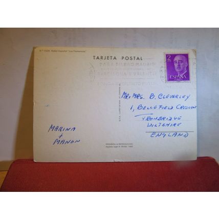 4 x SPANISH FLAMENCO DANCERS used vintage postcard =
