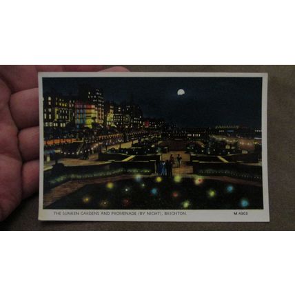 Valentines Postcard - Sunken Gardens by moonlight - Brighton, Sussex