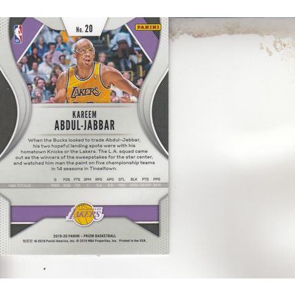 KAREEM ABDUL-JABBAR 2019 AUTOGRAPHED LOS ANGELES LAKERS HOF WORLD CHAMPION CENTR