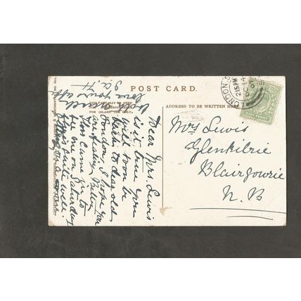 Genealogy Postcard Blairgowrie Mrs Lewis Glenkilbrie 1907