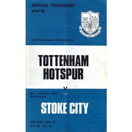 1972/73 Tottenham Hotspur / Spurs vs Stoke City **FREE P&P**