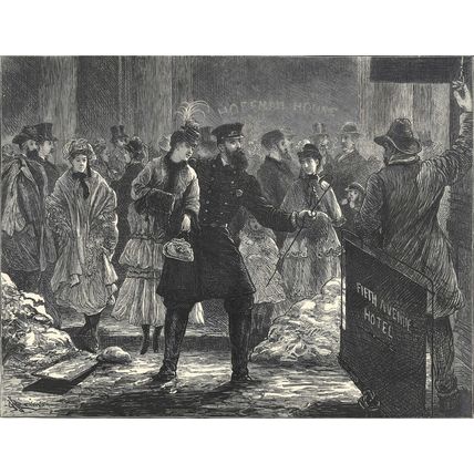 A FEBRUARY THAW - BROADWAY, NEW YORK 1872 William John Hennessy ENGRAVING