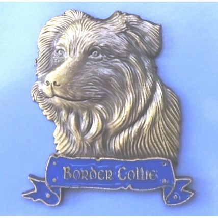 BORDER COLLIE ANTIQUE STYLE FRIDGE MAGNET HEAVY DUTY METAL 3D MAGNET