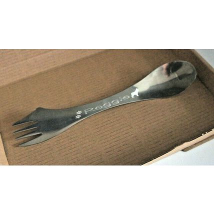 PERSONALISED PET FORK WITH PETS NAME AND BREED SILHOUETTE STAINLESS STEEL SPORK